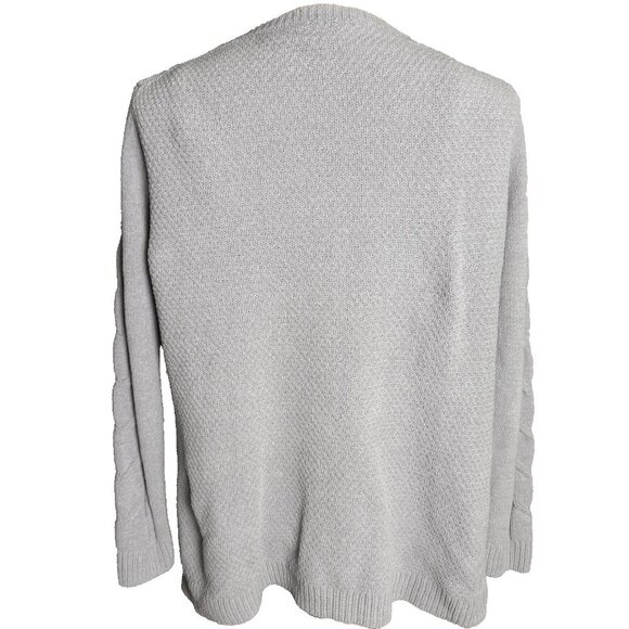 J. Jill Chenille Cable Knit Sweater, Sz Large, Light Gray, Casual Soft Pullover - Picture 6 of 12